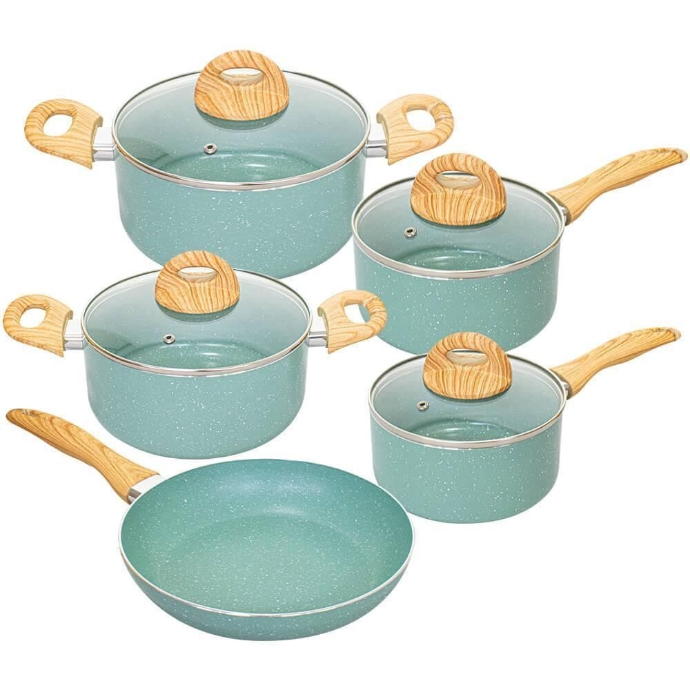 Conjunto de Panelas Antiaderente de Indução CeramicLife Botanika 5 Peças - Brinox 4815/102