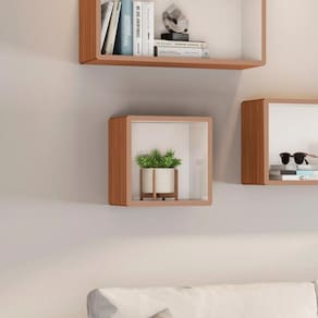 Nicho de Parede Quadrado para Livro 33x24 Cm MDF Freijó Off White Dalla Costa