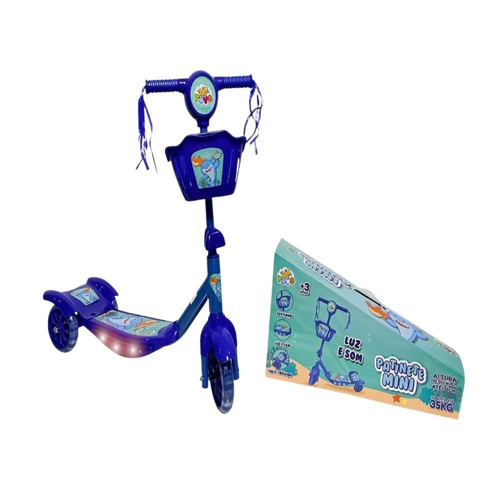 Patinete mini tubarão 3 rodas zoop toys - azul zp00787