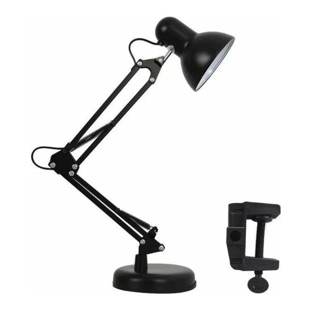 Abajur de mesa articulavel luminaria pixar base garra preta