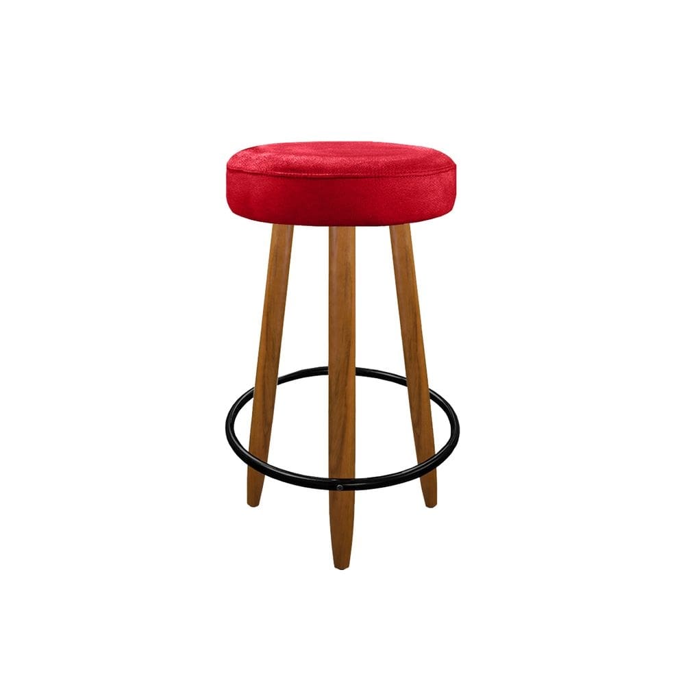 Banqueta Media 60cm Para Cozinha Balcão Bar Assento Vermelho