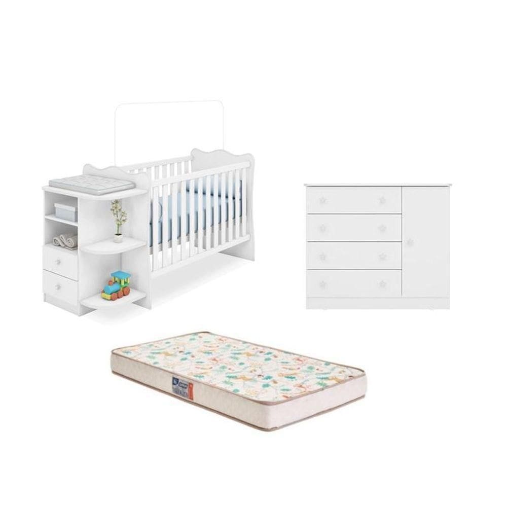 Berço c/Cômoda c/Colchão Gazin/Comoda sapat. Branco-Fdecor