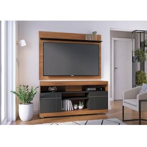 Rack Bancada Ambiente Yara e Painel para TV Maia Noce MIlano Preto Acetinado – Colibri