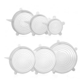 Kit 6 tampas panela silicone reutilizável universal elástica