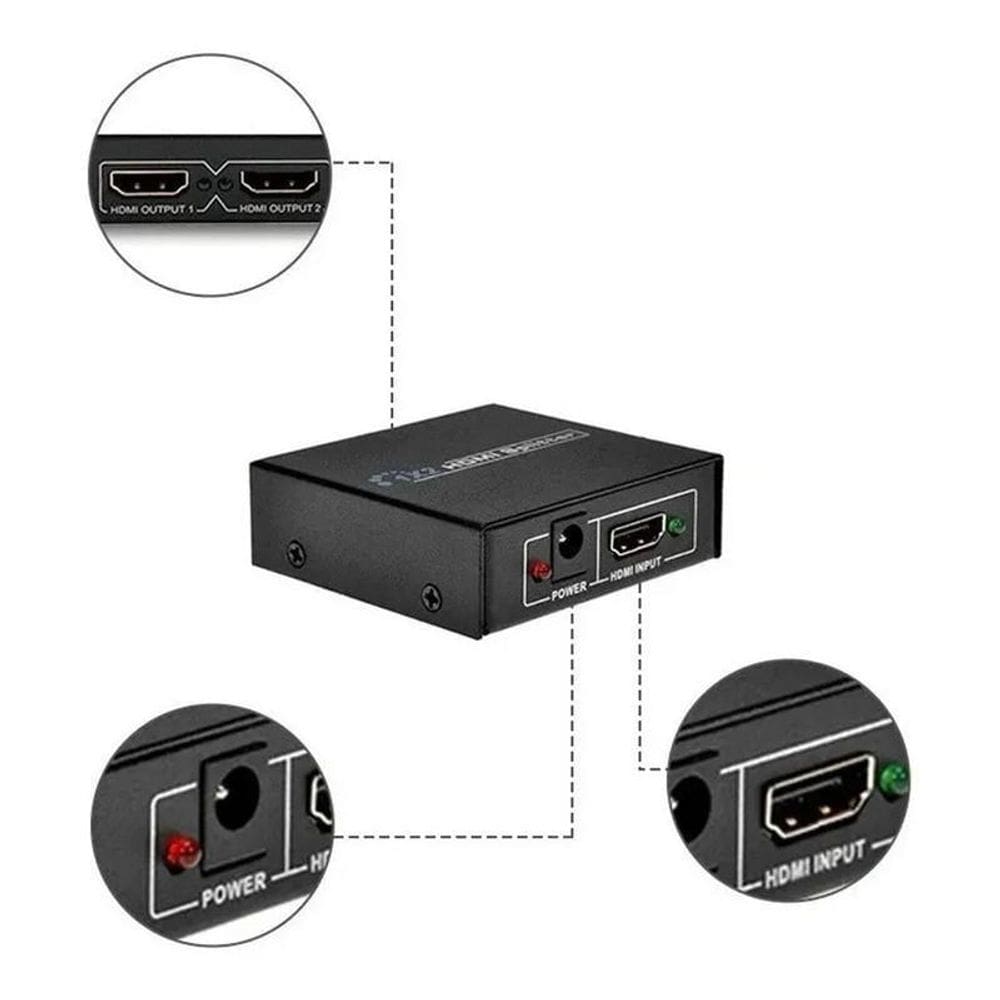 Splitter 1x2 distribuidor de sinal hdmi 3d duplicado tv