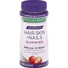 Hair skin & nails 80 gummies advanced 2x biotina