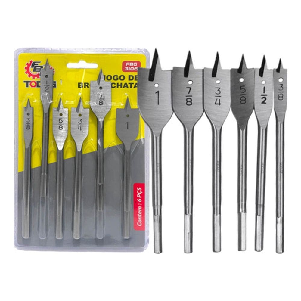 Kit Jogo De Brocas Chatas 6 Peças