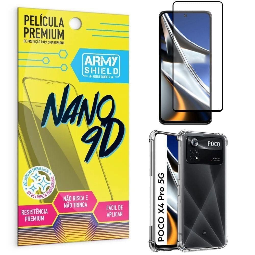 Capinha antishock poco x4 pro 5g + película 9d
