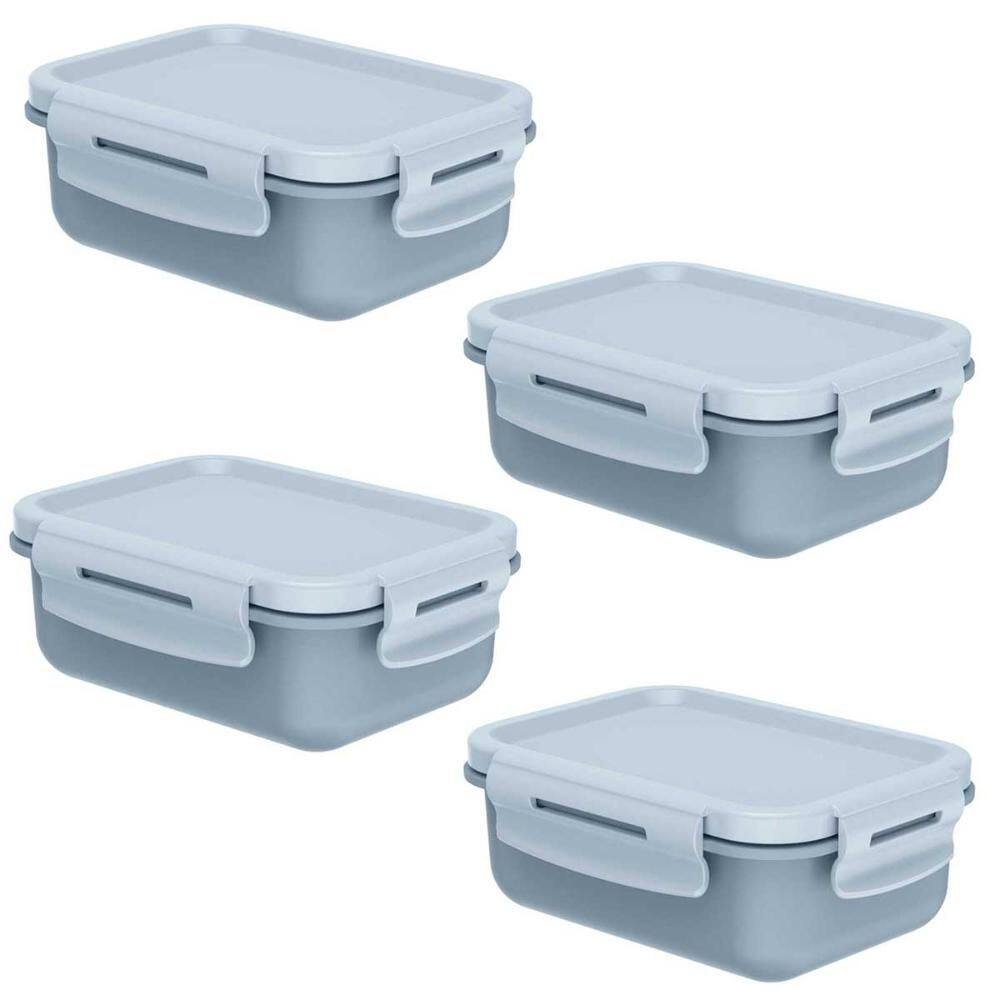 Kit 4 Potes Marmita Hermética OU Mini Marmitou Azul Glacial