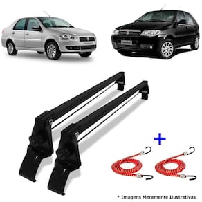 Rack teto fiat siena e palio 99 até 2016 + 2 elástico carga