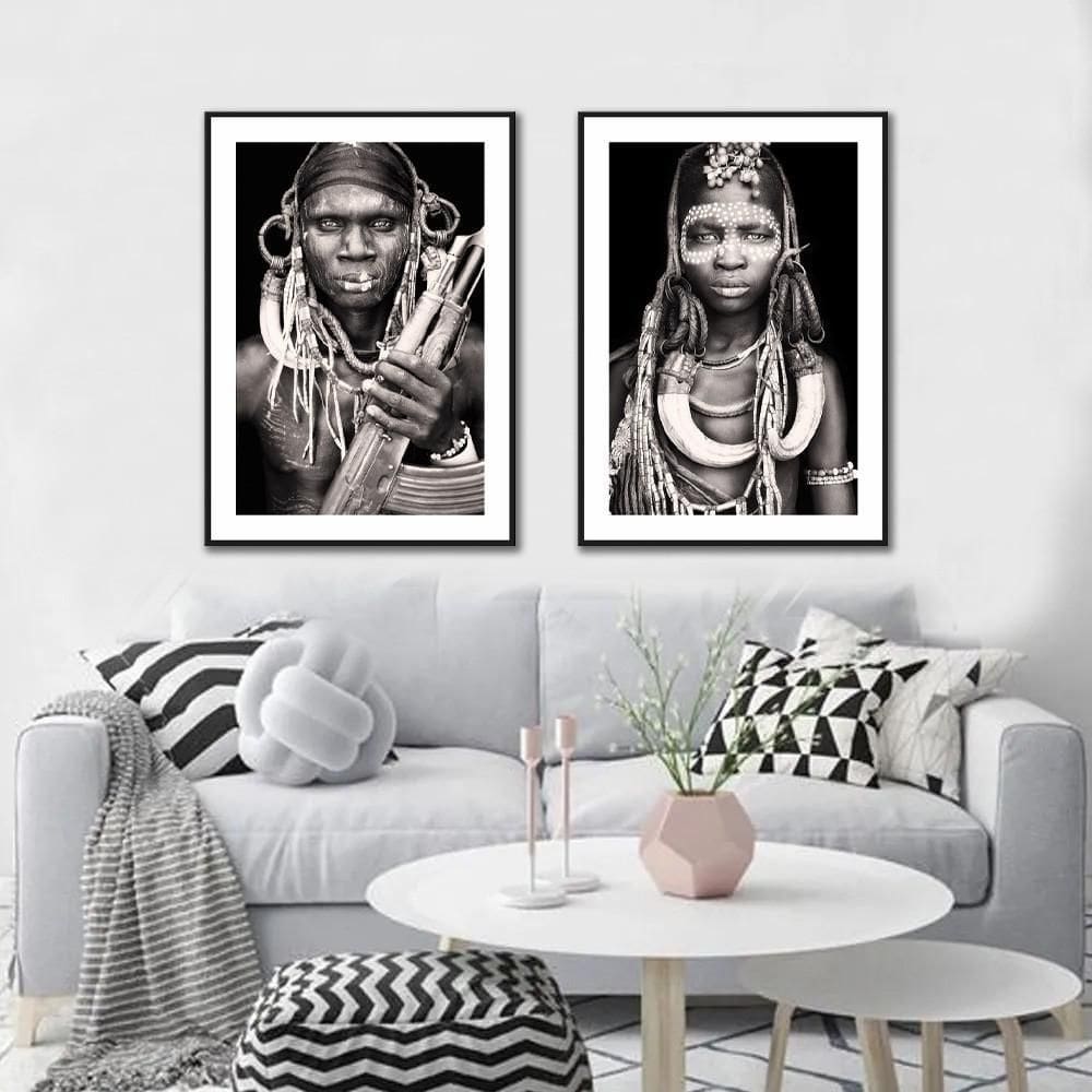 Kit quadros decorativos tribo africana