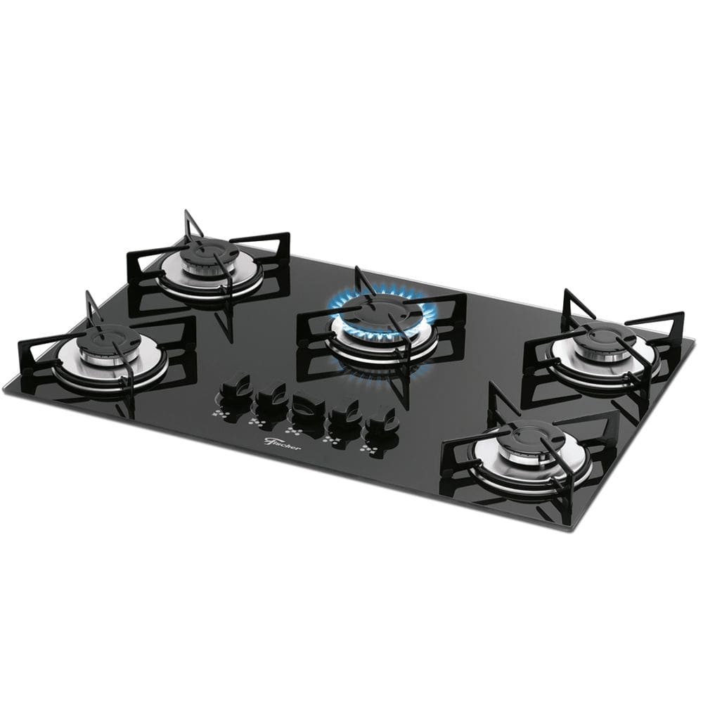 Fogão Cooktop a Gás Fischer 5 Bocas Mesa Vidro Bivolt, 1642-6985