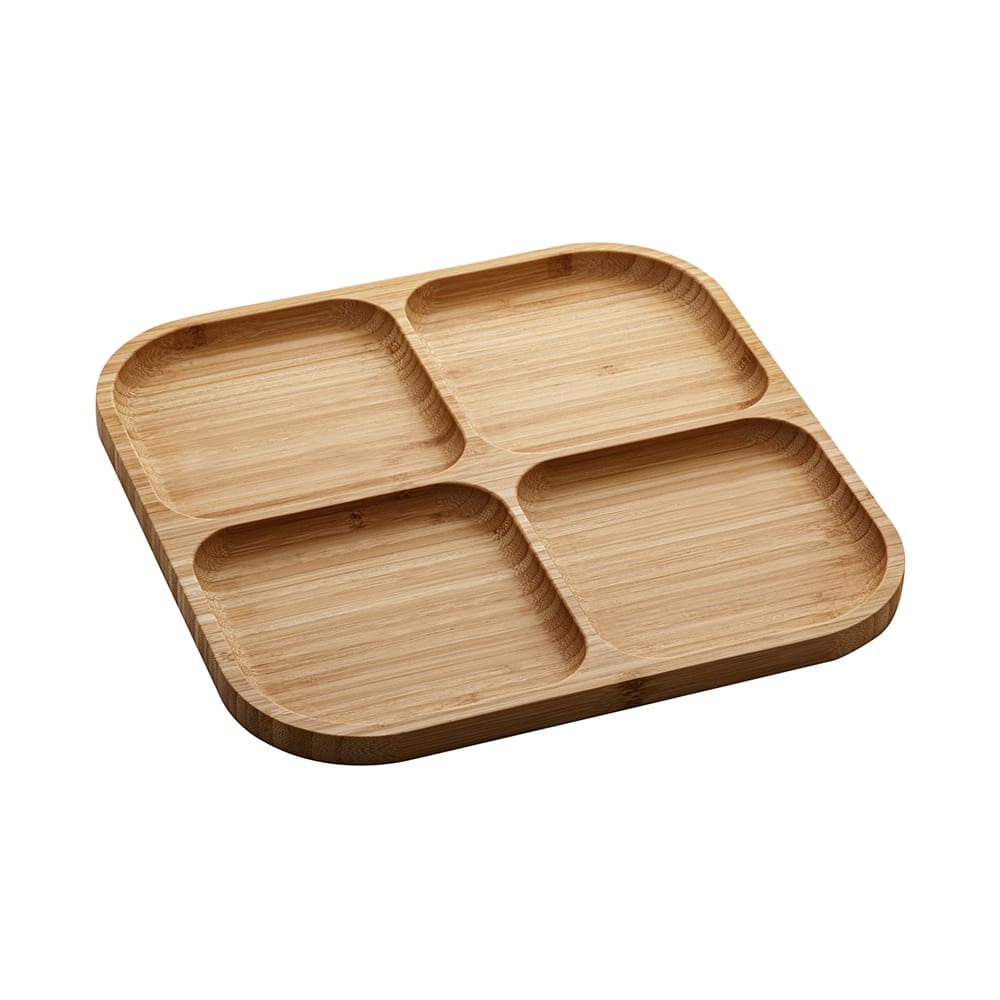 Petisqueira de Bambu com 4 Divisórias Quadrada
