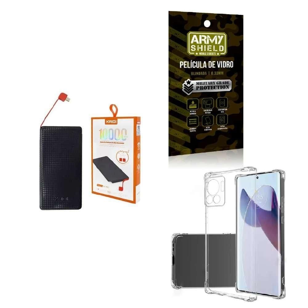 Power bank 10.000mah + capa moto edge30 fusion + película 3d
