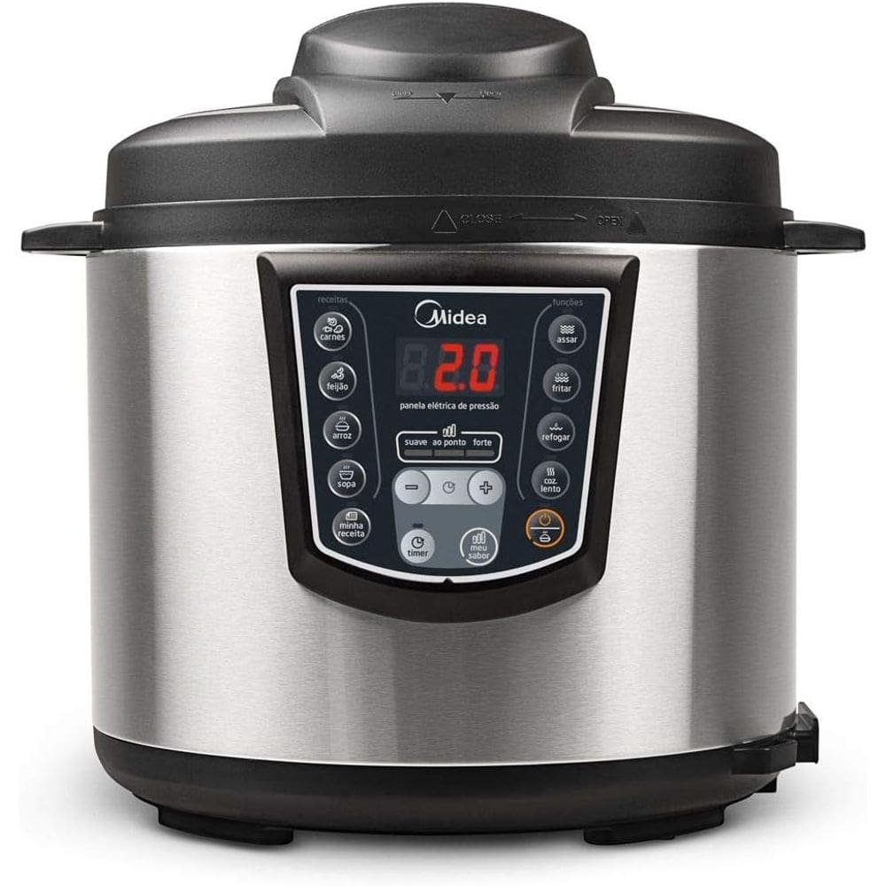 Panela de Pressão Elétrica 6L Digital, Inox/Preto, 220v, Midea PPA72
