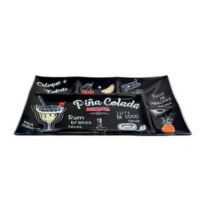 Petisqueira de vidro pina colada com 6 divisórias