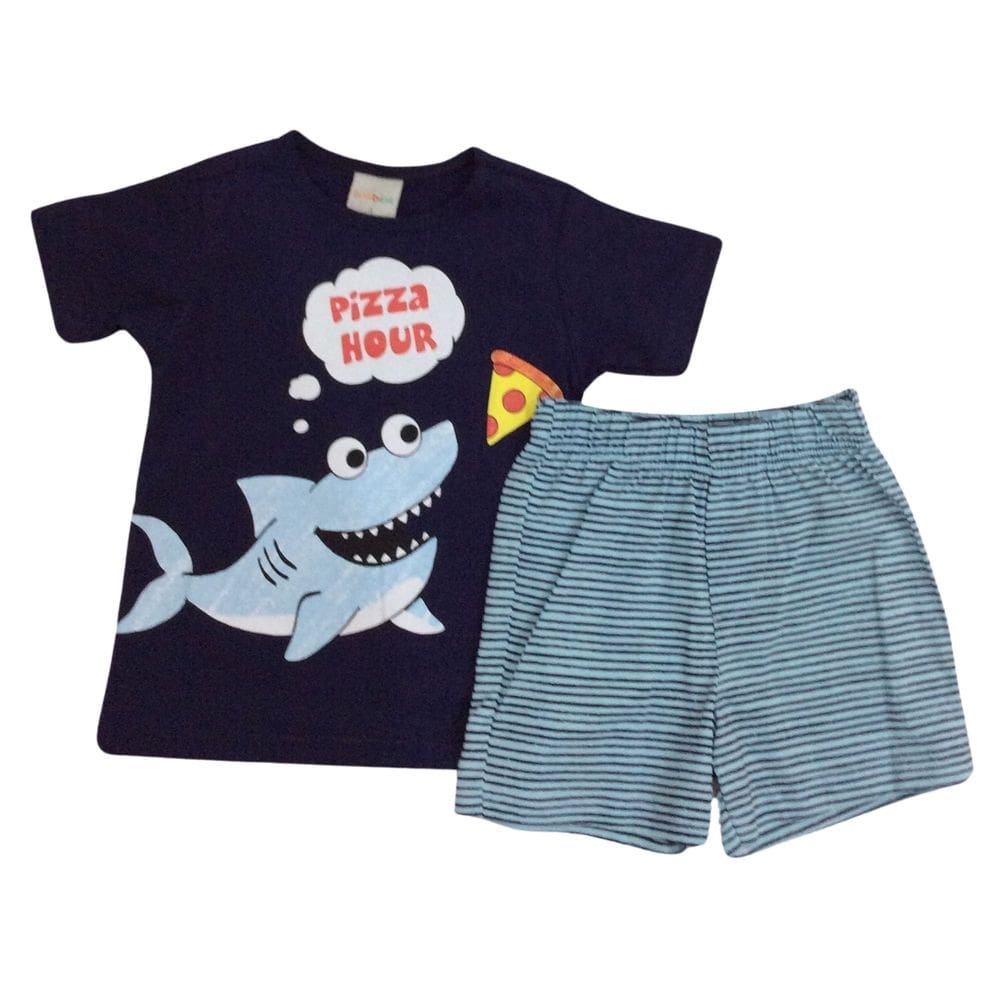 Pijama Verão Tink Bink Masc Infantil Marinho e Azul