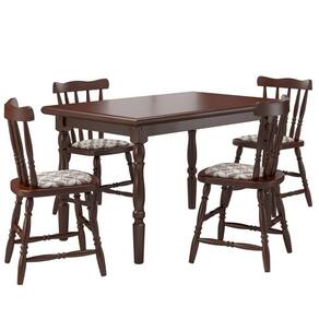 Conjunto Mesa de Jantar 125cm com 4 Cadeiras Estofadas Multimóveis CR50084