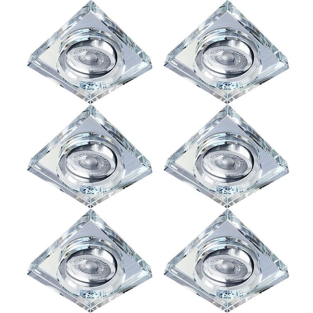Spot Cristal Transparente com Luz Direcional - Kit 06 Spots