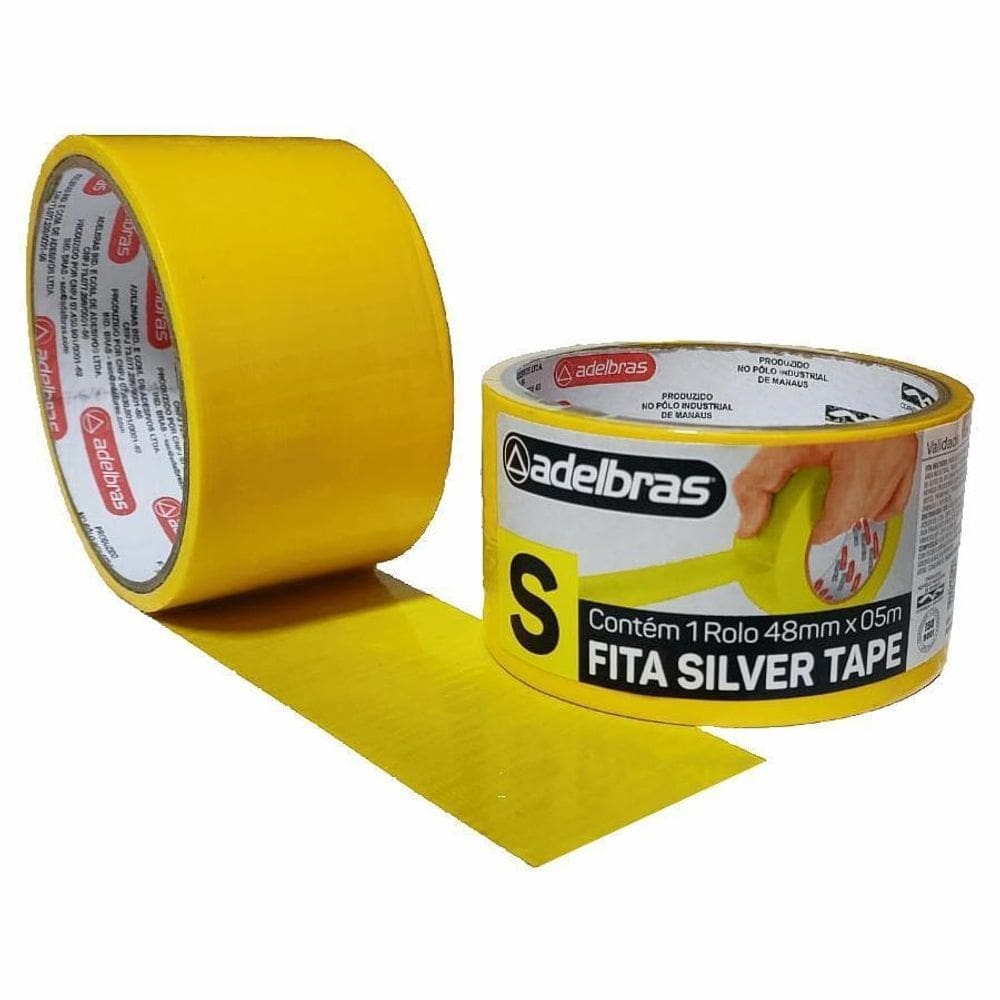 Kit 10 fita adesiva silver tape alta fixação 48mmx5m amarela