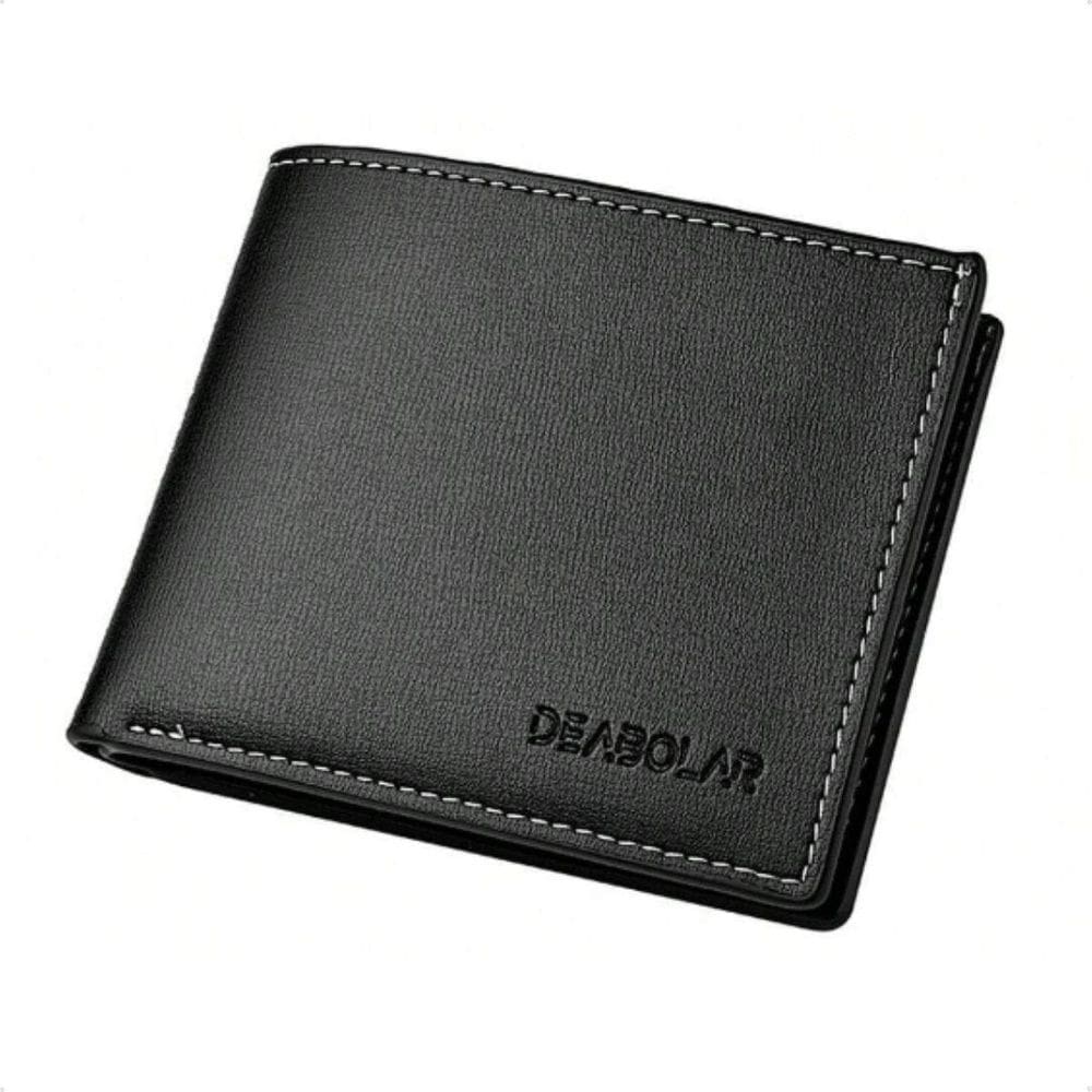 Carteira de couro masculina porta dinheiro - preto