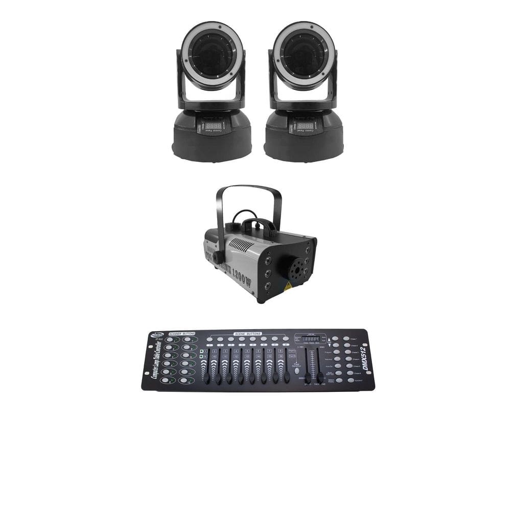 Kit 2 Mini Moving Beam+Máquina De Fumaça1200W + Mesa Dmx512
