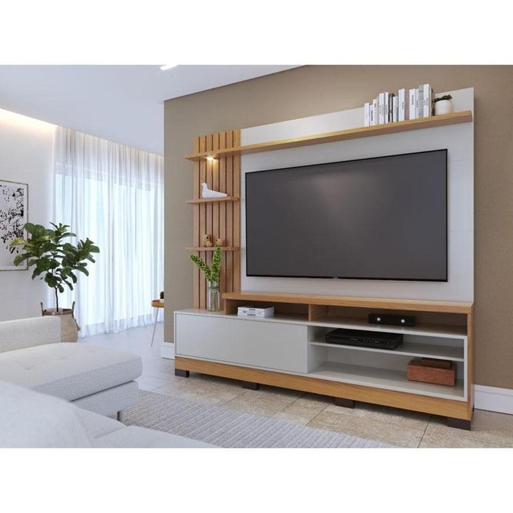 Estante Home Theater Ambiente Maceió Freijó Off White – Colibri