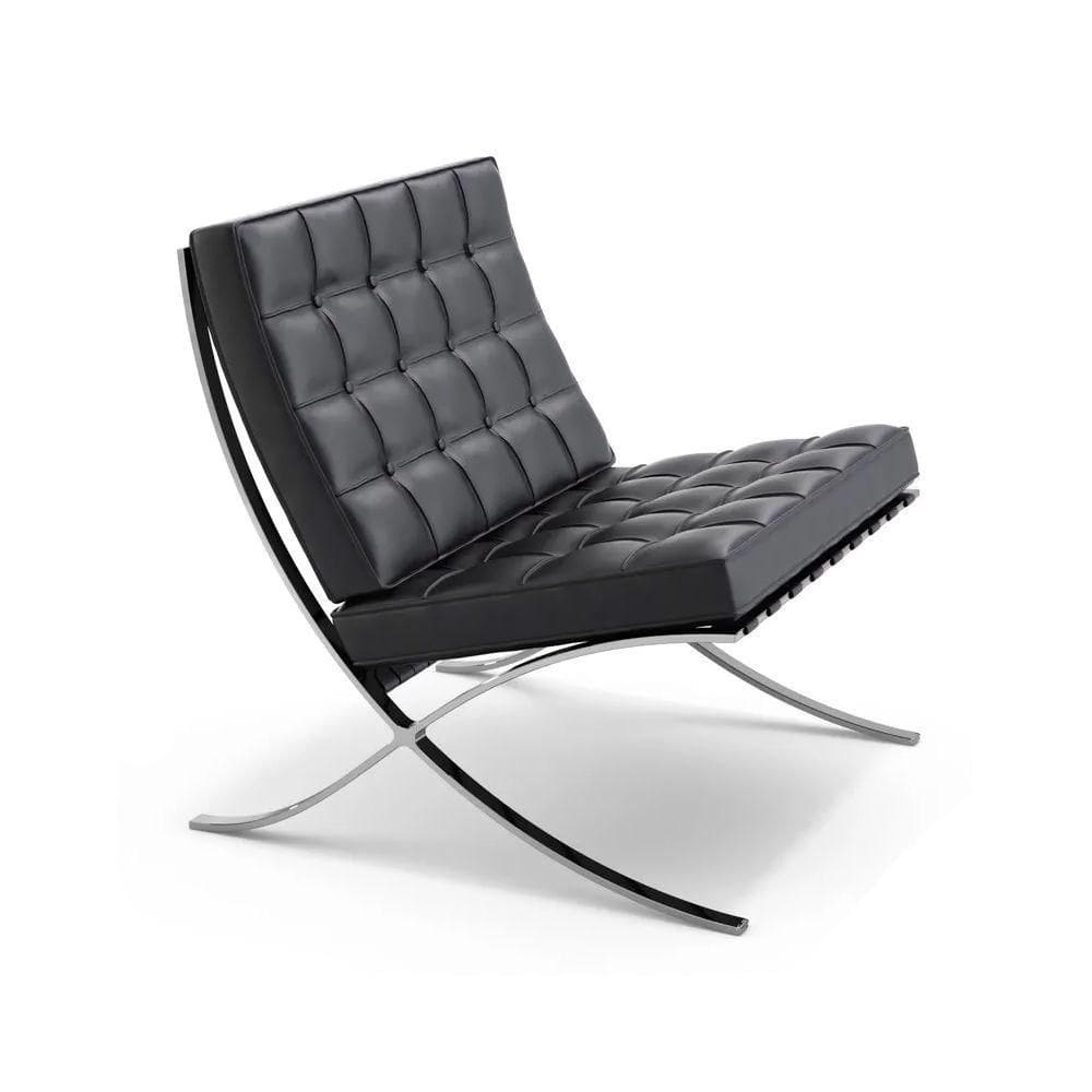 Poltrona Barcelona Inox Couro Natural Preto Cor Preto