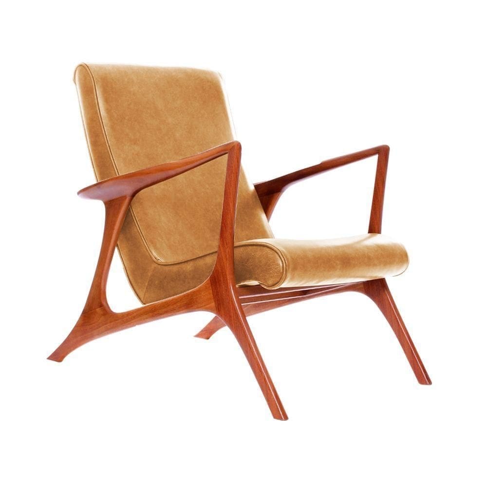Poltrona Couro Natural Caramelo Vk Anos 50 Cor Bege