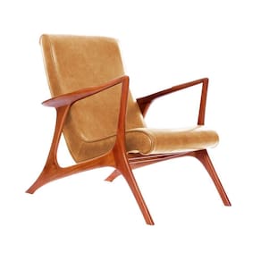 Poltrona Couro Natural Caramelo Vk Anos 50 Cor Bege