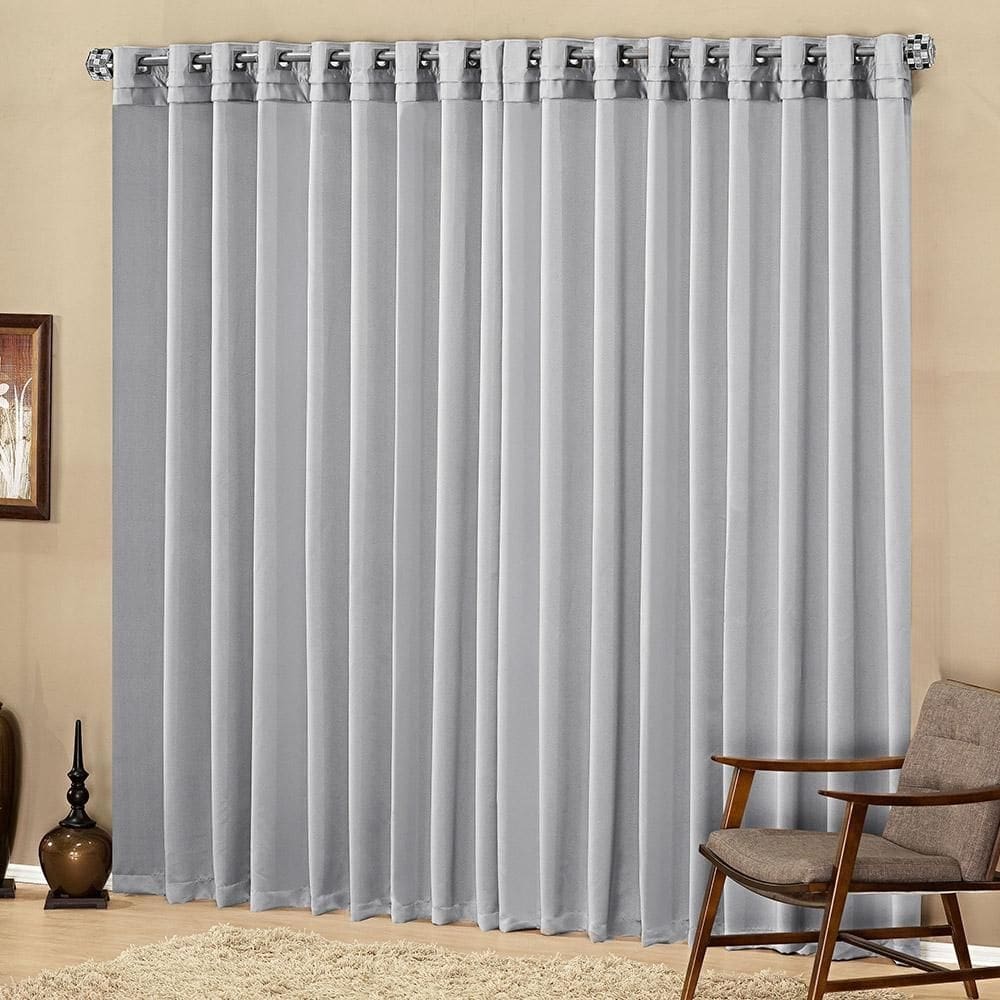 Cortina parys 3 metros semi blackout sala quarto varão cinza