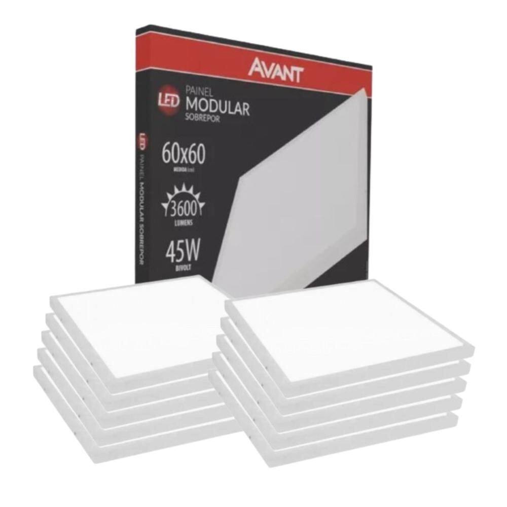 Painel Led Quadrado Sobrepor Avant Bivolt 45W 3000K 10 Und