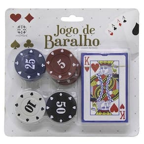 Kit baralho para jogo de poker contendo 1 baralho 24 fichas
