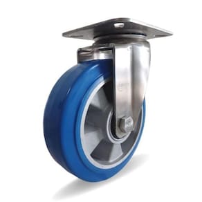 Rodizio Inox 8x2 Roda Pu Elástico Azul S/ Freio 700 Kg