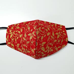 Máscara facial de pano chique Holly Red & Gold Pack de 5 por Giftscircle