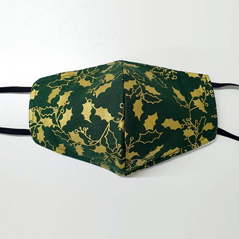 Máscara facial de pano extravagante Holly Green & Gold Pack de 5 por Giftscircle