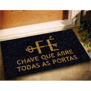 Tapete capacho fe chave abre todas portas 60x40 decorativo