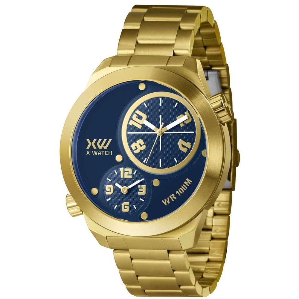 Relógio x-watch masculino d2kx 100m dourado 50mm
