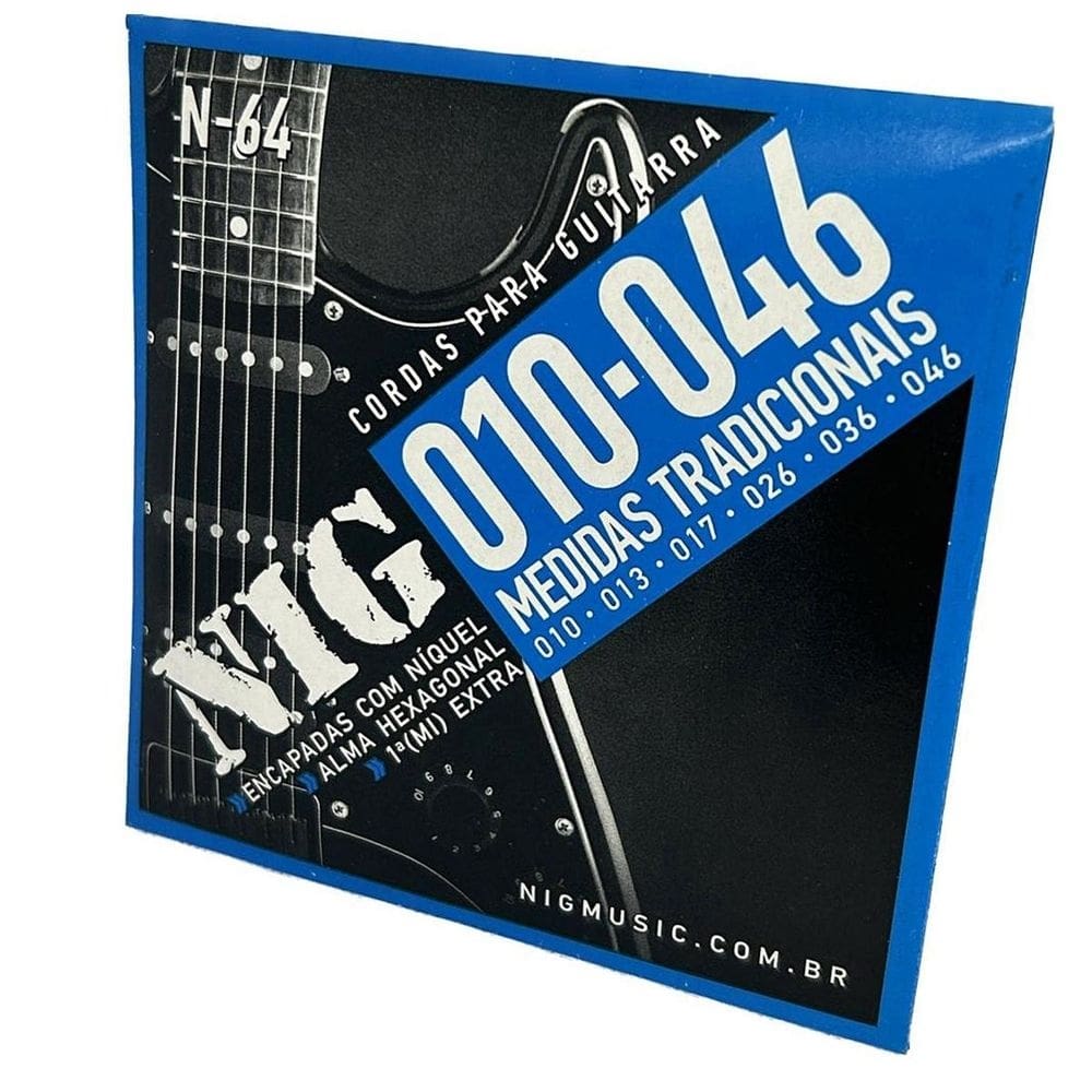 Encordoamento 010 guitarra tensão light nig n64 + corda e