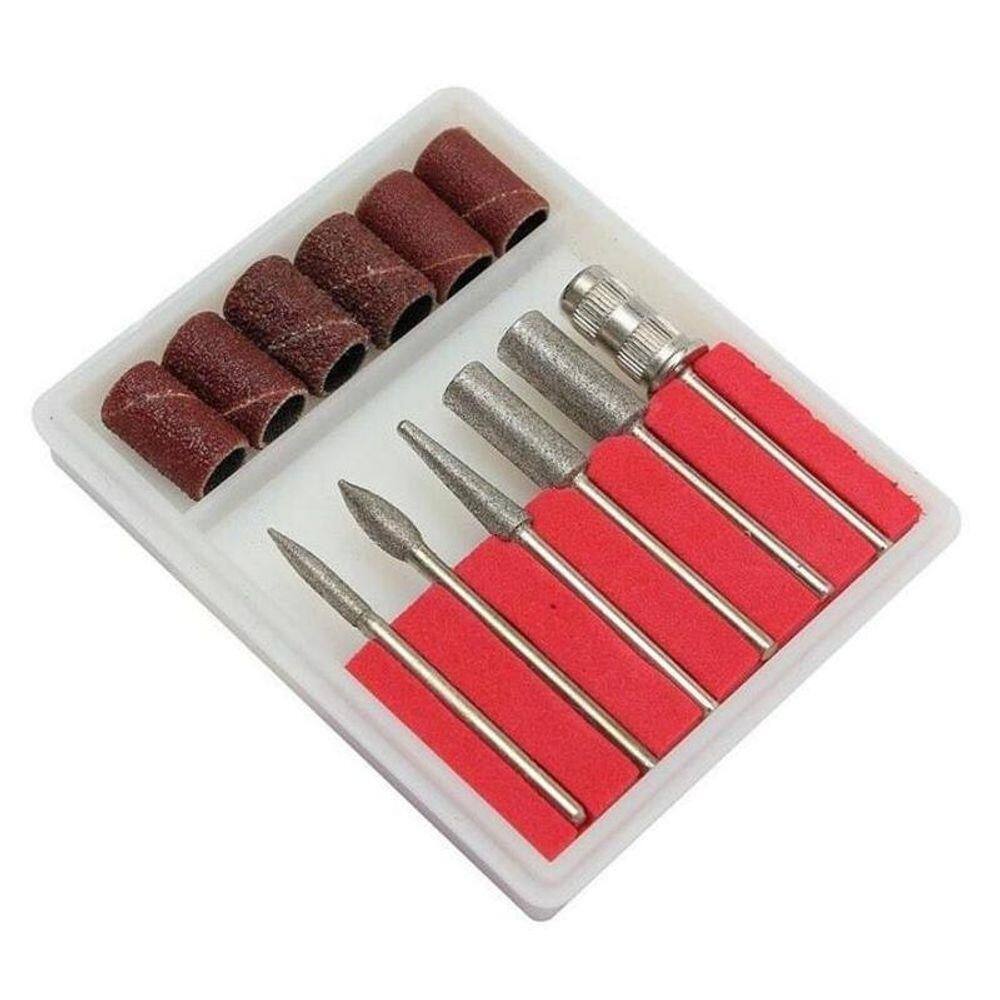 Kit Manicure 12 Peças Brocas Lixas Lixadeira Unha Acrigel