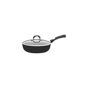 Frigideira Funda Mônaco Induction 24cm 2,7l Alumínio Antiaderente Preto Com Tampa De Vidr