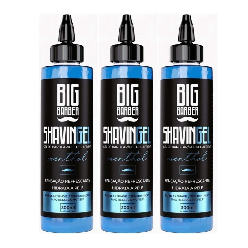 Kit 3x shaving gel de barbear menthol 300ml big barber