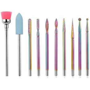 Kit Broca Ponta Escova Unha Manicure 10 Peças Micro Retifica