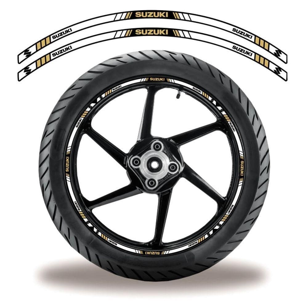Adesivo Friso Roda Refletivo Moto Suzuki Dourado Dourado 1