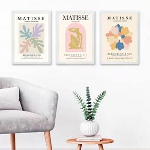 Kit 3 Quadros Posters Matisse Candy Colors 24X18Cm