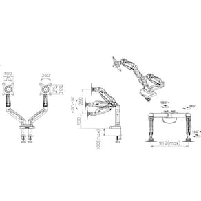 Suporte articulado elg f160 de mesa para 2 monitores