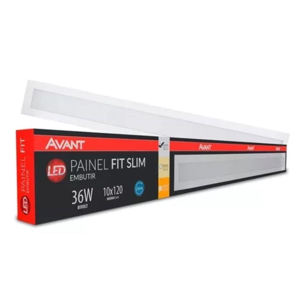 Painel Led Avant Retangular 36w 10x120cm Embutir 6500k