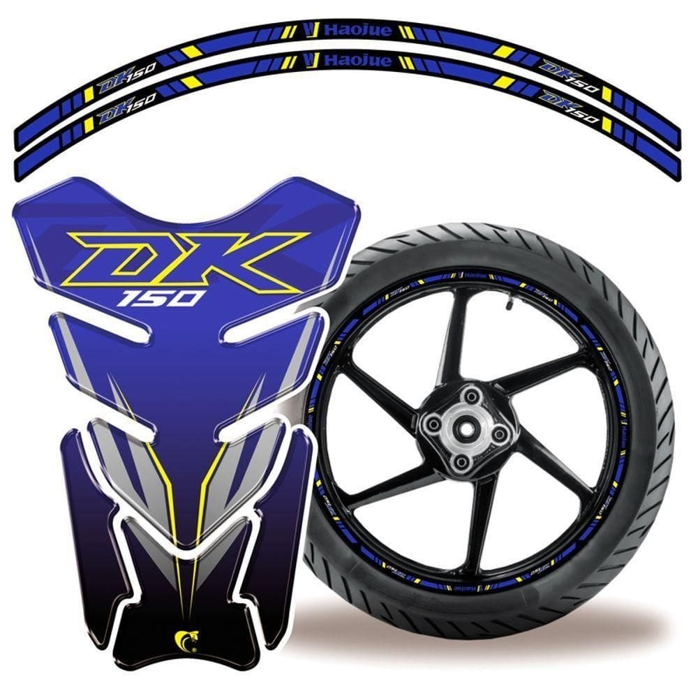 Kit Protetor Adesivo Tanque E Aro Moto Haojue Dk 150 Azul Cor Azul