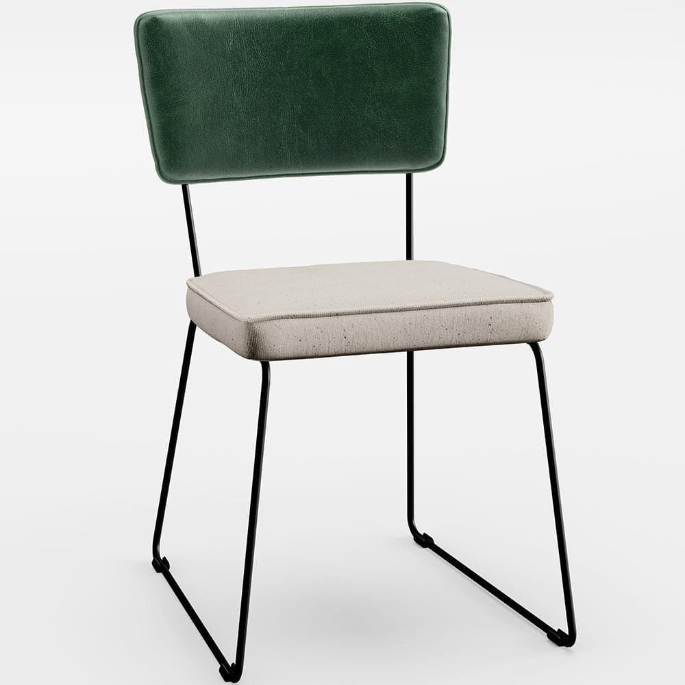 Cadeira Estofada Sala De Jantar Facto Verde Musgo Linho Cru