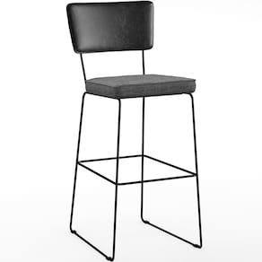 Banqueta Alta Cozinha Allana L02 Preto Linho Cinza Escuro